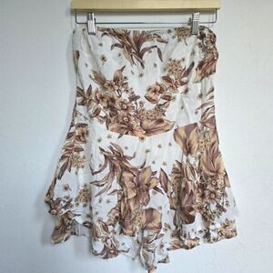 Eilly Bazar Boho Floral Print Peplum Strapless Romper Large